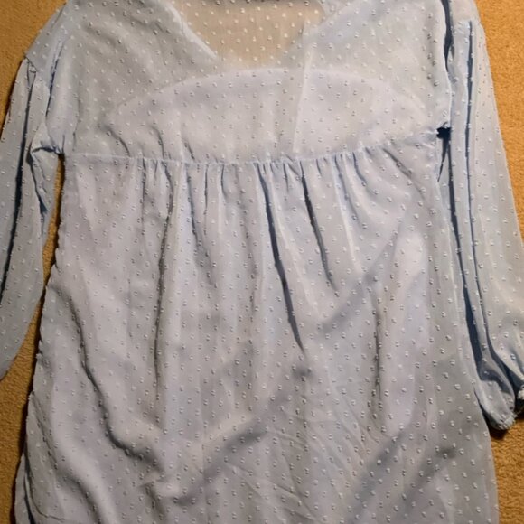 SHEIN Sz Large Light Baby Blue 3/4 Sleeve V-neck Blouse (G) - Picture 7 of 7